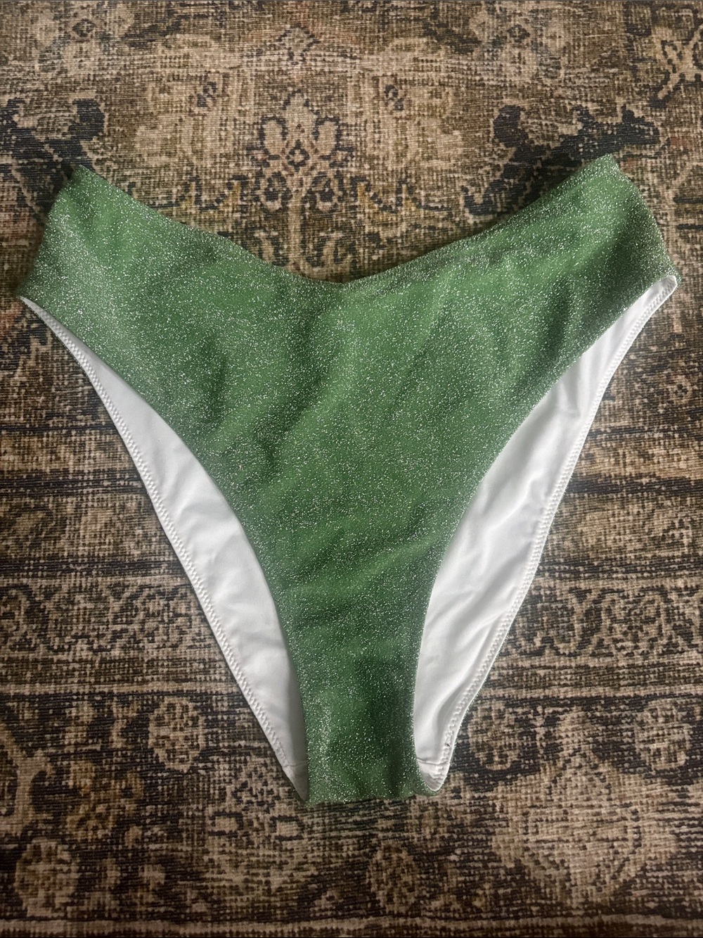 PINK Victoria's Secret Shimmery Green High-Cut Bikini Bottom